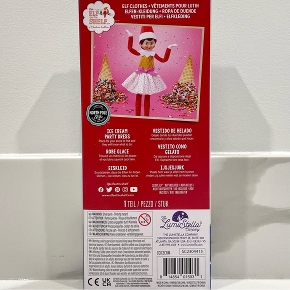 🟣2/$20 NEW The Elf on the Shelf Claus Couture Ice Cream Party Dress - Picture 2 of 3